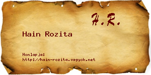 Hain Rozita névjegykártya